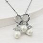 Shell Pearl And Crystal Zircon Necklace And Earrings Set, thumbnail 1 of 6