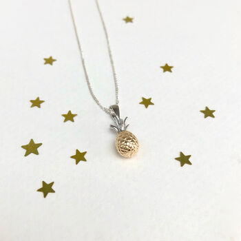 Sterling Silver And Rose Gold Plated Pineapple Necklace, 3 of 8