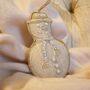 Luxury Irish Linen Festive Snowman Christmas Tree Decoration, thumbnail 4 of 5