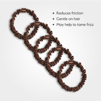 Silver Ion Infused Skinny Satin Scrunchies Chocolate Double Pack, 3 of 5