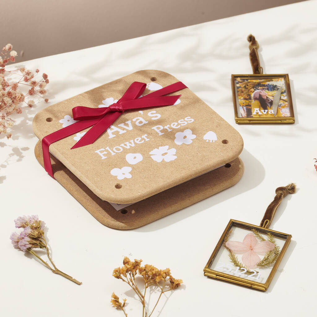 Personalised Flower Press And Mini Brass Frame Kit, 1 of 3