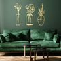 Three Pieces Gold Metal Vase Art Flower Wall Décor, thumbnail 3 of 7