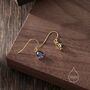 Sterling Silver Sapphire Blue Pear Cut Cz Drop Earrings, thumbnail 4 of 12