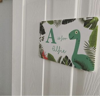 Personalised Acrylic Dinosaur Themed Door Sign, 2 of 3