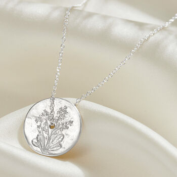 Birth Flower Spinner Necklace In Sterling Silver, 12 of 12