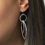 Large Sterling Silver Moving Linked Hoop Drop Earrings, thumbnail 1 of 7