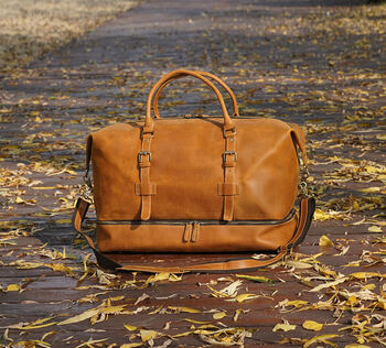 Genuine Leather Duffel With Suit Compartment, 2 of 12