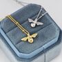 Tiny Bumble Bee Pendant Necklace In Sterling Silver, thumbnail 1 of 12