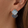 Two Tone Blue Geometric Stud Earrings, thumbnail 1 of 3