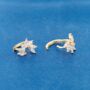 Gold Leaf Cz Cluster Huggie Earrings, thumbnail 6 of 7
