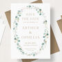 Save The Date Cards With Green And Gold Leaf, thumbnail 2 of 6