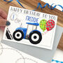 Personalised Blue Tractor Age Birthday Card, thumbnail 1 of 12