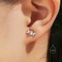 Sterling Silver Moon Phase Moonstone Screw Back Earrings, thumbnail 11 of 12
