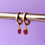 Gold Plated Huggie Hoop Earrings With Baguette Stones, thumbnail 6 of 12