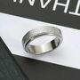 6mm Mens Silver Plated Black Steel Spinner Ring, thumbnail 6 of 10