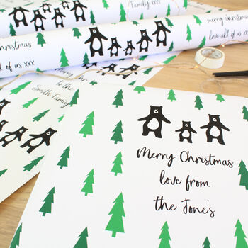 Personalised Family Woodland Bears, Christmas Gift Wrap, 3 of 3