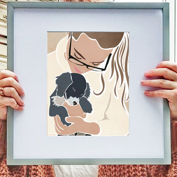 Custom Mum Dad And Pet Portrait Modern Wall Art, 2 of 7