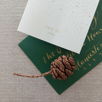'Let It Snow' Gold Foil Christmas Card, 2 of 2