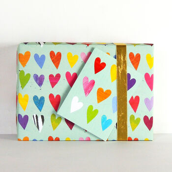 Coloured Hearts Gift Wrap Two Sheets, 5 of 5