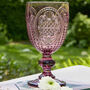 Fleur De Lys Amethyst Embossed Wine Glass, thumbnail 1 of 3