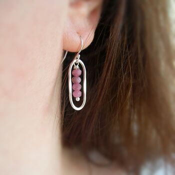 Pink Tourmaline Oval Earrings, 2 of 4