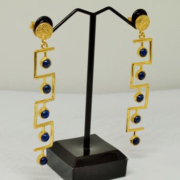 Lapis Lazuli Gold Drop Earrings, 4 of 4