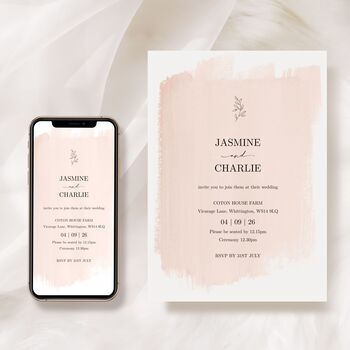Blush Digital Wedding Evite Or Printable Invitation, 2 of 4