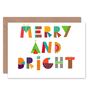 Patchwork Merry Bright Christmas Card, thumbnail 1 of 4