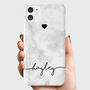 Personalised Silver Marble Heart Phone Case, thumbnail 1 of 6