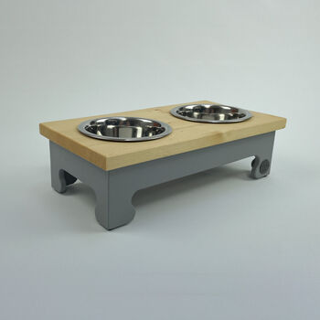 Personalised Pine Top Raised Bowl Feeding Stand, 7 of 11