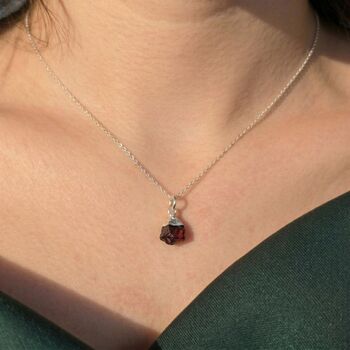 Raw Garnet January Birthstone Necklace Gold Or Silver, 2 of 6