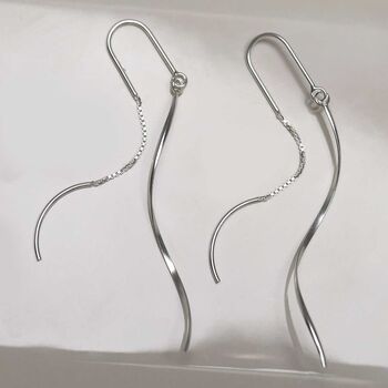 Sterling Silver Falling Threader Earrings, 3 of 8