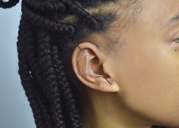 Minimalist Geometric White Topaz Silver Drop Earrings, 6 of 8