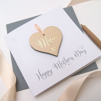 Mothers Day Personalised Wooden Heart Card, 7 of 9