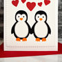 'Penguins In Love' Handmade Christmas Card, thumbnail 2 of 3