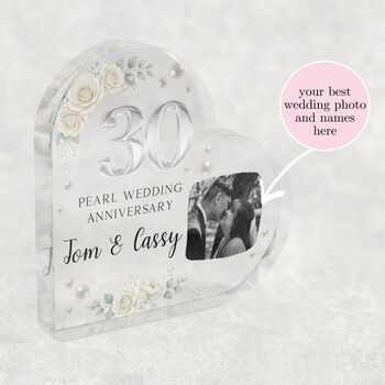 Personalised 30th Anniversary Acrylic Heart Plaque, 5 of 5