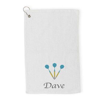 Embroidered Darts Towel With Name And Carabina, 6 of 7