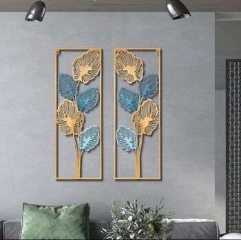 Nordic Gold Leaf Metal Wall Art Decor, Three Designs, 7 of 12