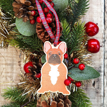 French Bulldog Hanging Wooden Christmas Decoration, 2 of 6