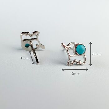 Sterling Silver Turquoise Elephant Stud Earrings, 3 of 6
