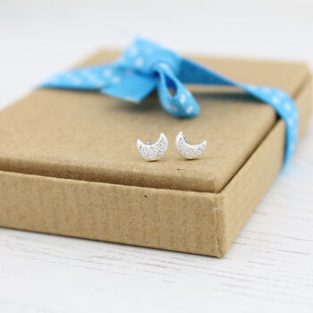 Sterling Silver Mini Moon Studs, 5 of 8