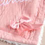 Personalised Knitted Dusty Pink Blanket With Bow, thumbnail 7 of 9