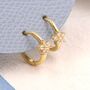 Clear Cz Flower Huggie Hoop Earrings, thumbnail 6 of 12