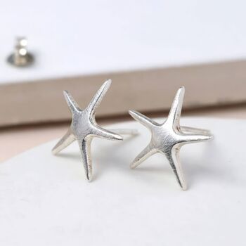 Large Sterling Silver Starfish Stud Earrings, 5 of 10