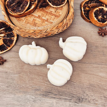 Set Of Three White Pumpkin Tea Light Candles, 2 of 10