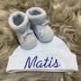 Personalised Newborn Hat And Booties Gift Set, thumbnail 3 of 7