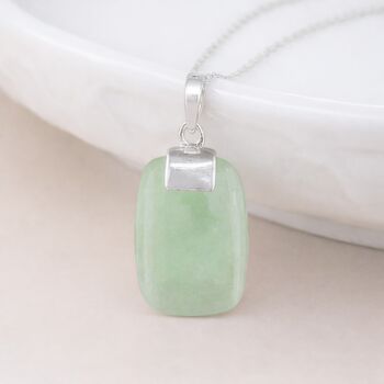 Personalised Sterling Silver Jade Rectangle Pendant Necklace, 3 of 8