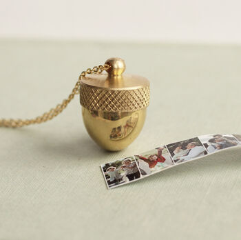 Acorn Locket Squirrel Necklace With Personalized Photos, 3 of 6