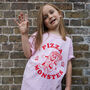 Pizza Monster Girls' Slogan T Shirt, thumbnail 1 of 4
