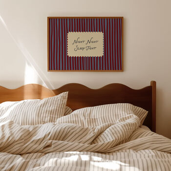Night Night Sleep Tight Striped Bedroom Print, 8 of 9